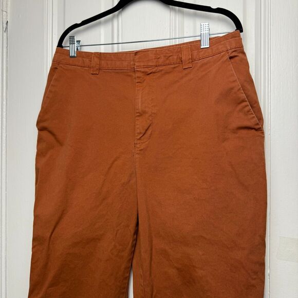 Gap Pants Womens 12 Brown Straight Up Khaki Preppy Stretch Cropped Cotton Twill - Picture 2 of 9